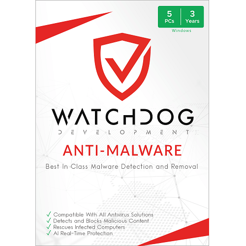 Watchdog Anti-Virus | 3-Year Subscription | 5 PCs | Windows